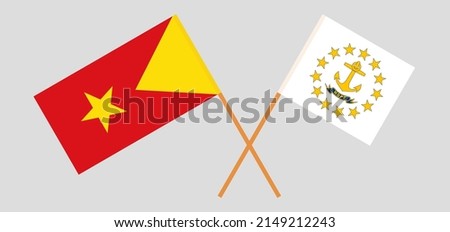 Crossed flags of Tigray and the State of Rhode Island. Official colors. Correct proportion. Vector illustration
