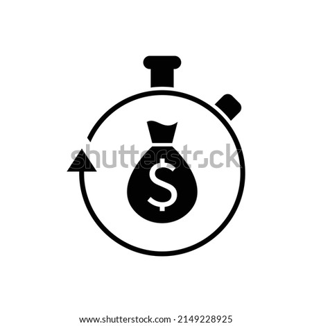 Stopwatch with dollar sign icon. isolated on white background