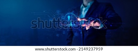 Businessman touch cloud computing icon network. Cloud technology, Cloud data transfer and online data storage for business network confidential data of business on internet storage network. Royalty-Free Stock Photo #2149237959