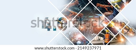 Industry business and economic growth on global. innovative and technology of smart robotic automatic arms machine on futuristic. intelligent monitoring software of industrial revolution. Industry 4.0 Royalty-Free Stock Photo #2149237971