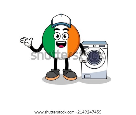 ireland flag illustration as a laundry man , character design