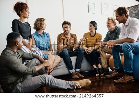 They boast a dynamic range of talents. Shot of a group of designers having a discussion in an office. Royalty-Free Stock Photo #2149264557