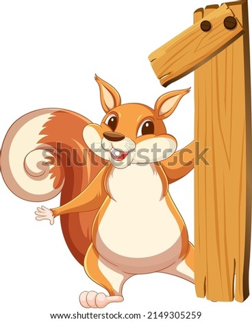 A squirrel attached to number one illustration