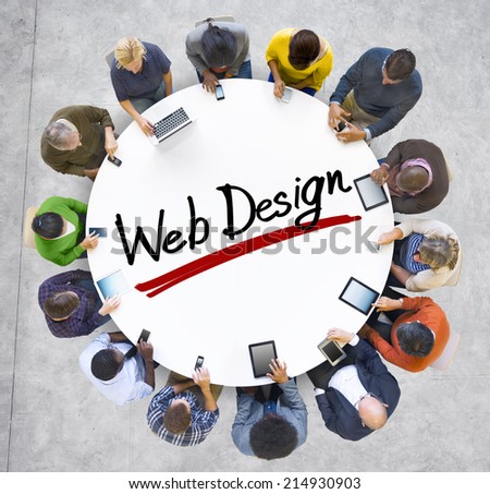 Group of People Holding Hands Around Letter Web Design