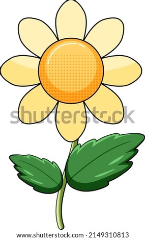 Yellow flower with green leaves illustration