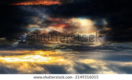  sunbeam on dramatic cloudy starry  sky weather forecast   nature landscape seascape