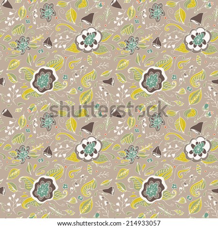 Abstract elegance seamless floral pattern on a pastel background. Used in textile design, postcards, websites, wallpapers. 