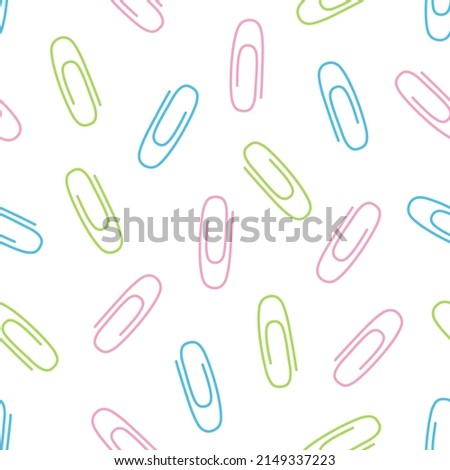 back to school seamless pattern with colored paper clips in cartoon style, flat vector illustration
