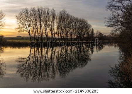 Canal de Castilla at sunset, Palencia, Castilla t León, Spain. Royalty-Free Stock Photo #2149338283