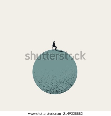 Business or personal contemplation vector concept. Symbol of thinking, having vision. Man sitting on chair. Minimal design eps10 illustration Royalty-Free Stock Photo #2149338883