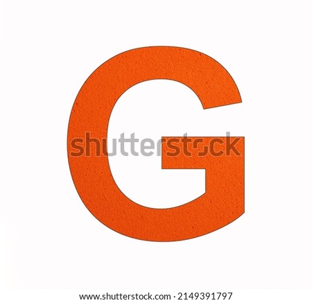 Letter G alphabet on foamy rubber background
