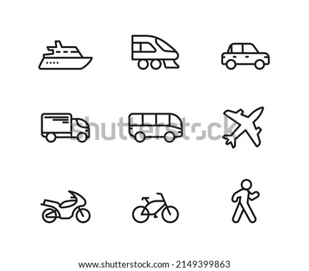 Set of vector linear icons. Transport.