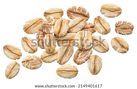 Mix of oat and rye flakes isolated on white, top view Royalty-Free Stock Photo #2149401617