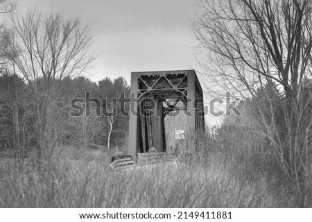An old abandoned CN iron railway truss bridge outside of Ottawa, Canada Royalty-Free Stock Photo #2149411881