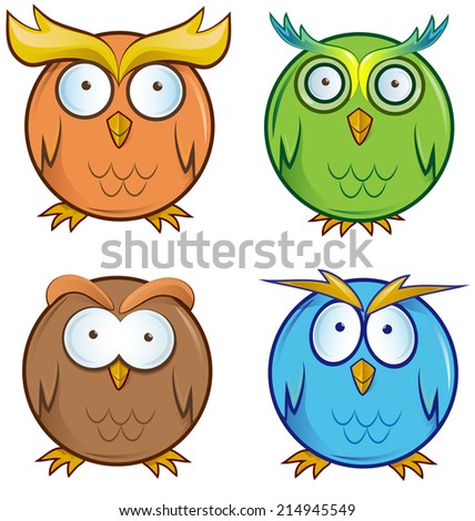 owl cartoon set isolated on white background