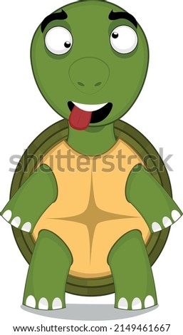 Vector character illustration of a cartoon turtle with a crazy expression