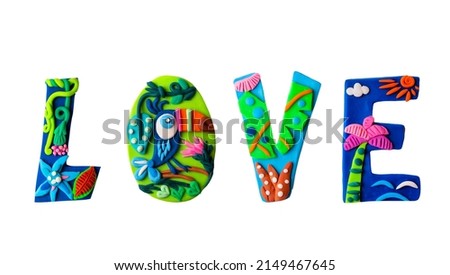Bright cute handmade lettering parrot art isolated on white background decorated with topical palms, exotic flowers