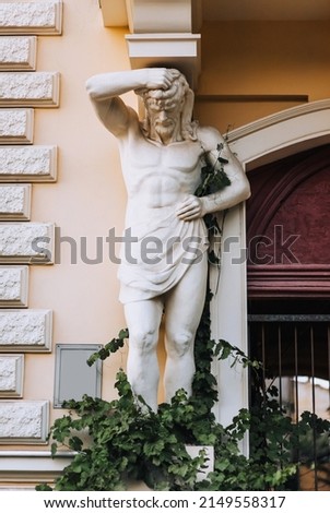Sculpture, statue of Jesus Christ in Ukraine, in the city of Odessa. Photo of ancient architecture.