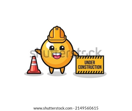 illustration of ping pong with under construction banner , cute design
