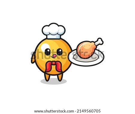 ping pong fried chicken chef cartoon character , cute design