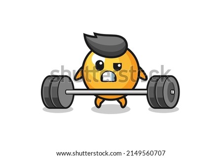 cartoon of ping pong lifting a barbell , cute design