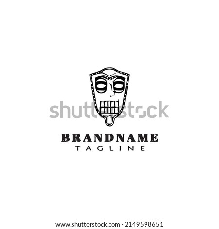 hawaii mask logo cartoon icon design template black modern isolated vector illustration