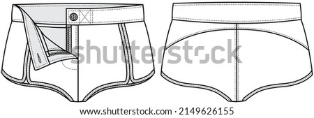 women hot shorts fashion flat sketch vector illustration Royalty-Free Stock Photo #2149626155