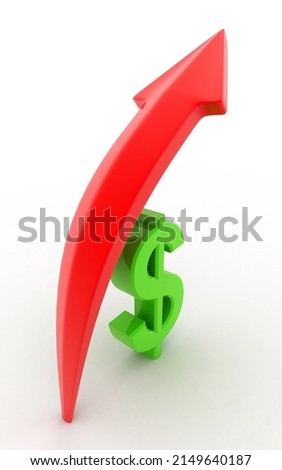3d rendered Dollar growing up  isolated on white background

