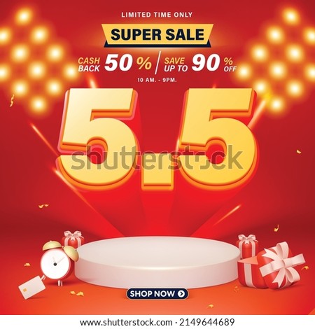 5.5 podium super sale banner template design for web or social media. Royalty-Free Stock Photo #2149644689