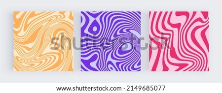 Red, blue and yellow groovy wavy lines retro design for social media backgrounds