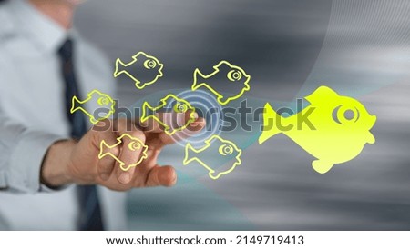 Man touching an influencer concept on a touch screen with his finger
