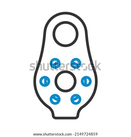 Alpinist Pulley Icon. Editable Bold Outline With Color Fill Design. Vector Illustration.