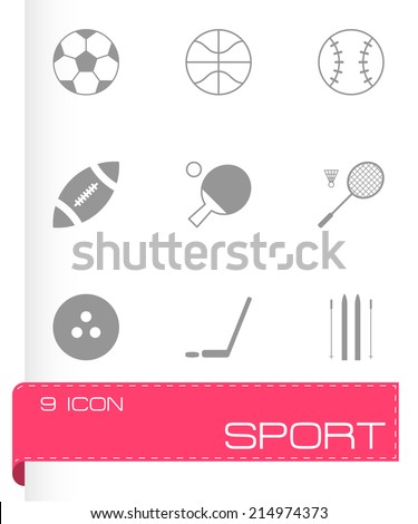 Vector black sport icons set white background