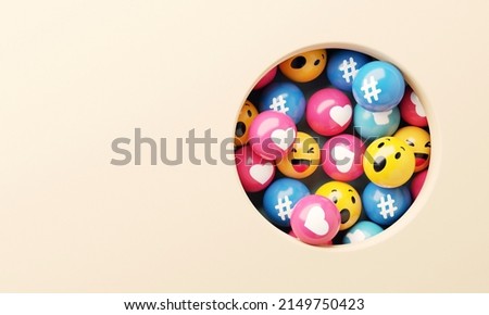 Social media and technology icon, copy space, 3d render. Royalty-Free Stock Photo #2149750423