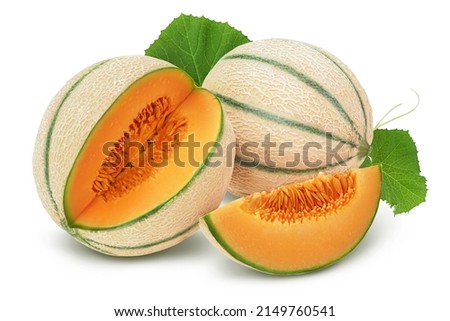 Cantaloupe melon isolated on white background with clipping path and full depth of field, Royalty-Free Stock Photo #2149760541