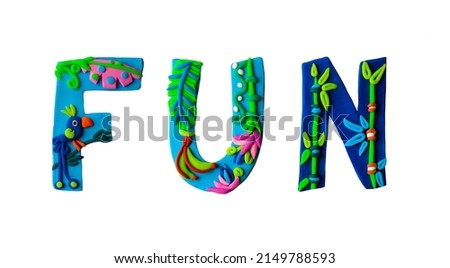 Bright fun cute handmade lettering parrot art isolated on white background decorated with topical palms, exotic flowers