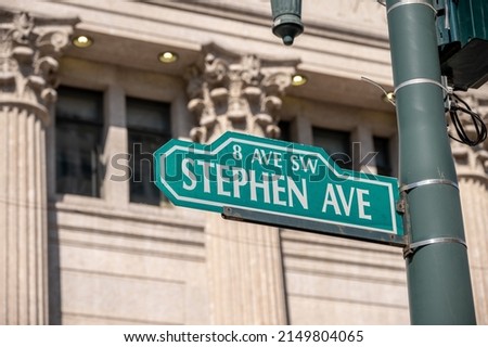 Historic Stephen Ave sign for Calgary\'s downtown pedestrian mall.