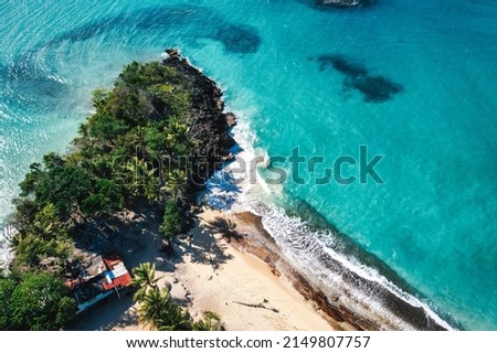 Playa Rincon beach at Samana island captured from drone