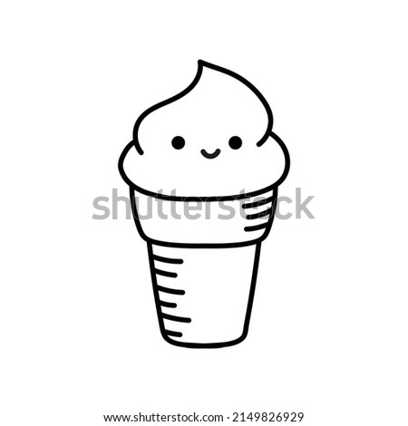 Doodle cute ice cream vector simple illustration