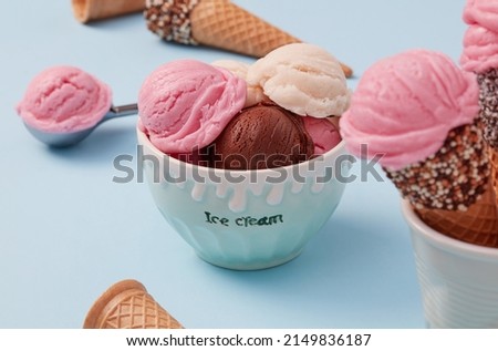 Ice cream on blue background