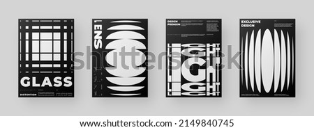 Abstract Posters Design kit. Vertical A4 format. Modern placard collection. Refraction and Distortion Glass Effect. Minimal vector illustration. Royalty-Free Stock Photo #2149840745