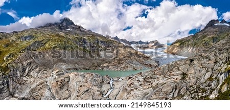The Rhone Glacier, the source of the Rhone River at Furka Pass in the Swiss Alps Royalty-Free Stock Photo #2149845193