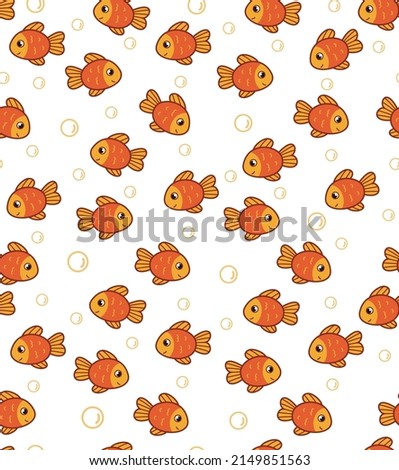 
Fish pattern vector seamless background, marine illustration