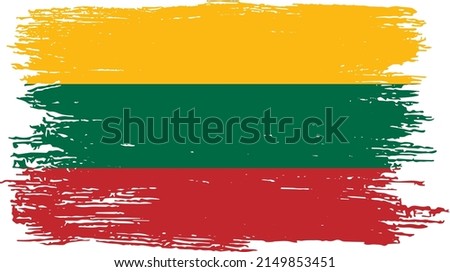 Lithuania flag with brush paint textured isolated  on png or transparent background,Symbol of Lithuania, vector  illustration