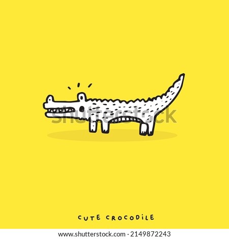 Hand drawing doodle cute crocodile vector illustration for t-shirt design for kids. Vector illustration design for fashion fabrics, textile graphics, prints, Cute alligator
