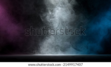 Neon atmospheric smoke, abstract background, close-up. Royalty-Free Stock Photo #2149917407