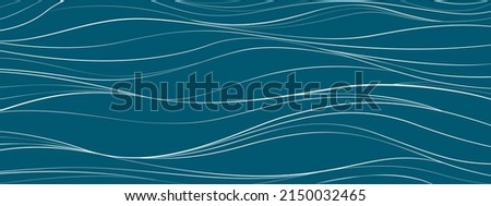 Abstract texture Background template of water, sea, aqua, ocean, river, or mountain. doodle Seamless wavy line curve linear wave free form repeat Pattern stripe Ripple. flat vector illustration design Royalty-Free Stock Photo #2150032465