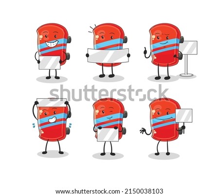 the skateboard holding board group character. mascot vector