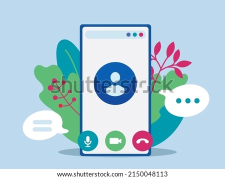 User profile for communication.Video call, working from home, social distancing, business discussion. Vector illustration. 
Stream, web chatting, online meeting friends, dating site