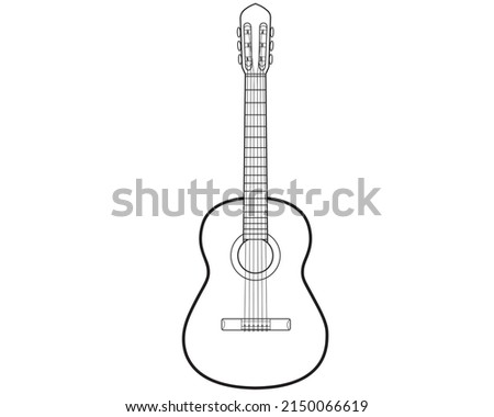 Acoustic guitar isolated on white background. Vector illustration